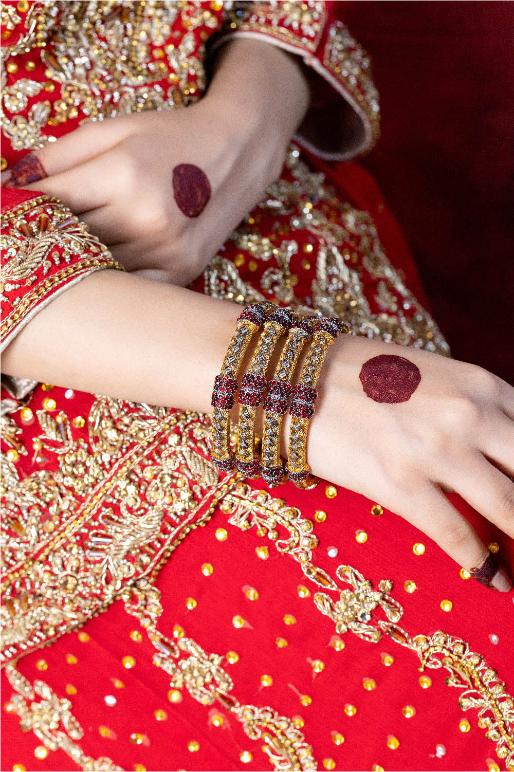 Braid Red Stones Bangles