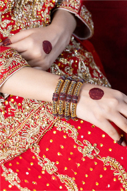 Braid Red Stones Bangles