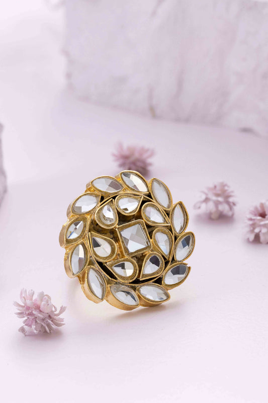 Swirl Farshi Kundan Ring