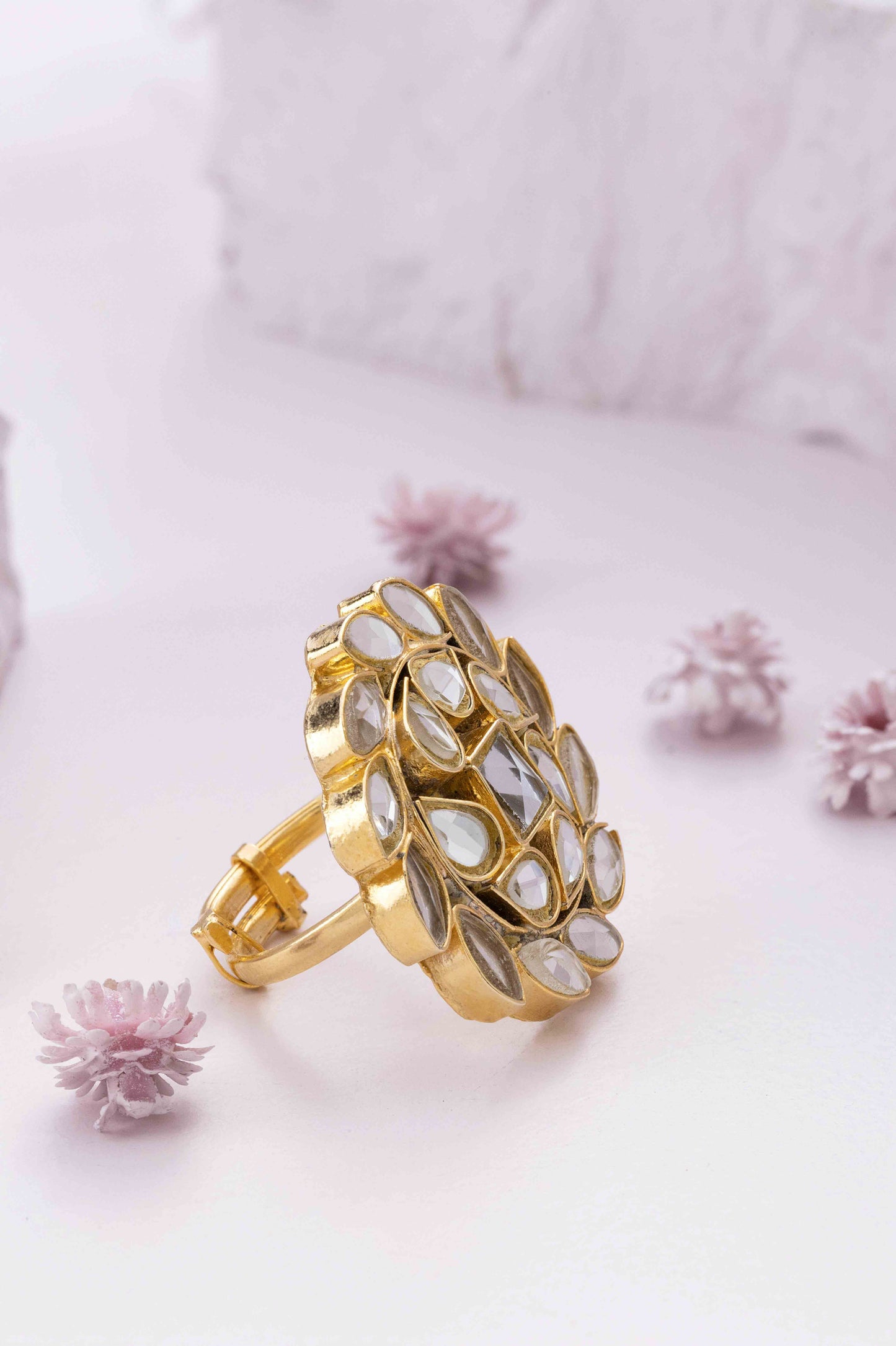 Swirl Farshi Kundan Ring