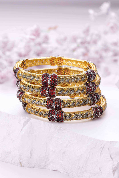 Braid Red Stones Bangles