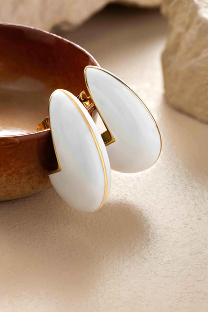 Carapace White Enamel Earrings