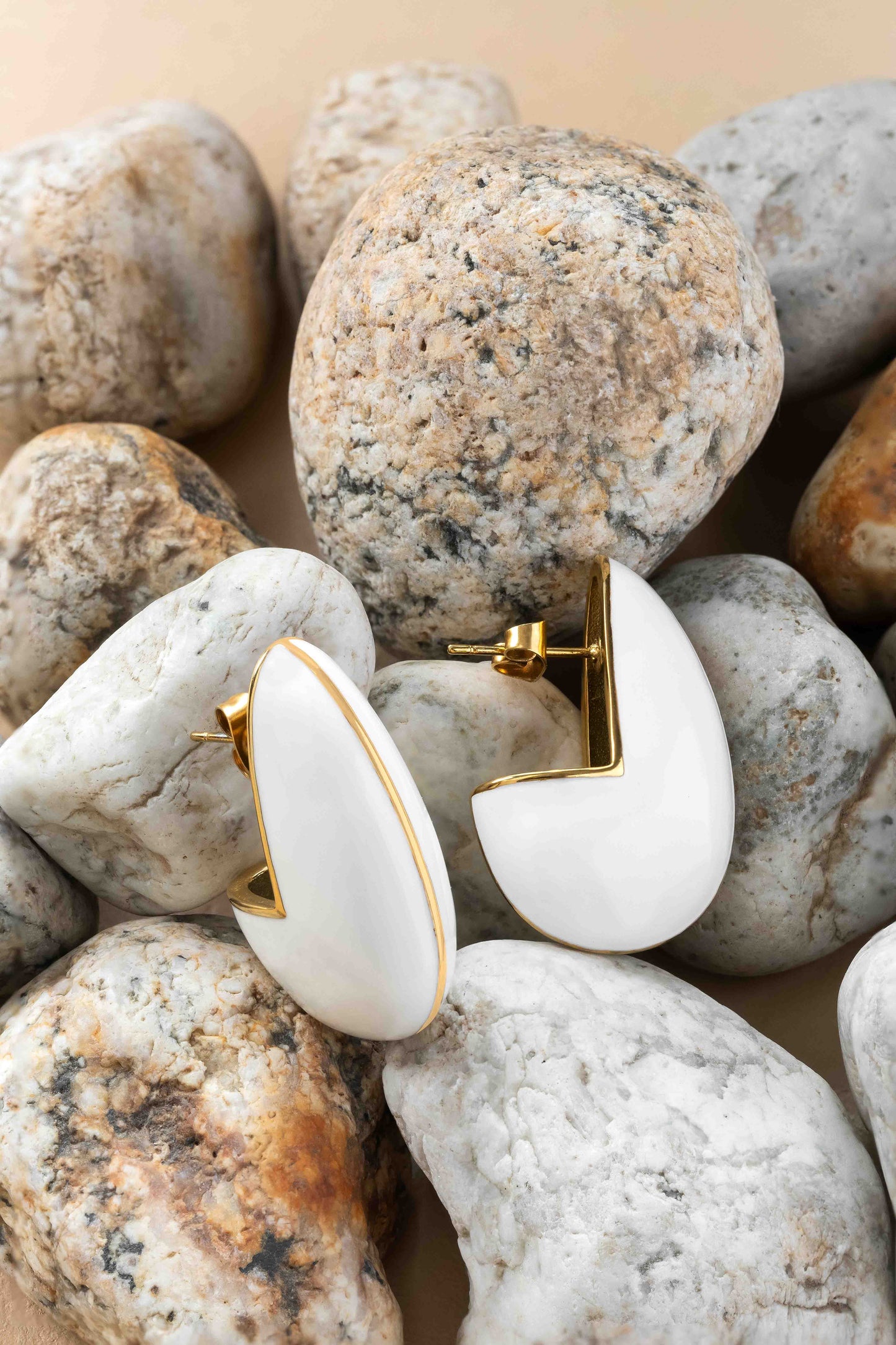 Carapace White Enamel Earrings