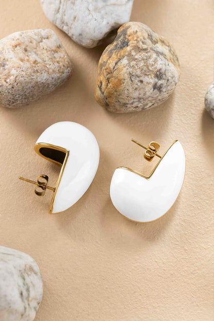 Carapace White Enamel Earrings