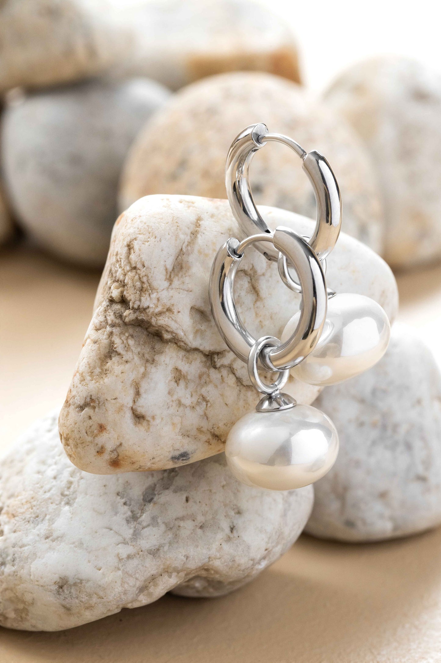 Bauble Pearl Earrings - Silver