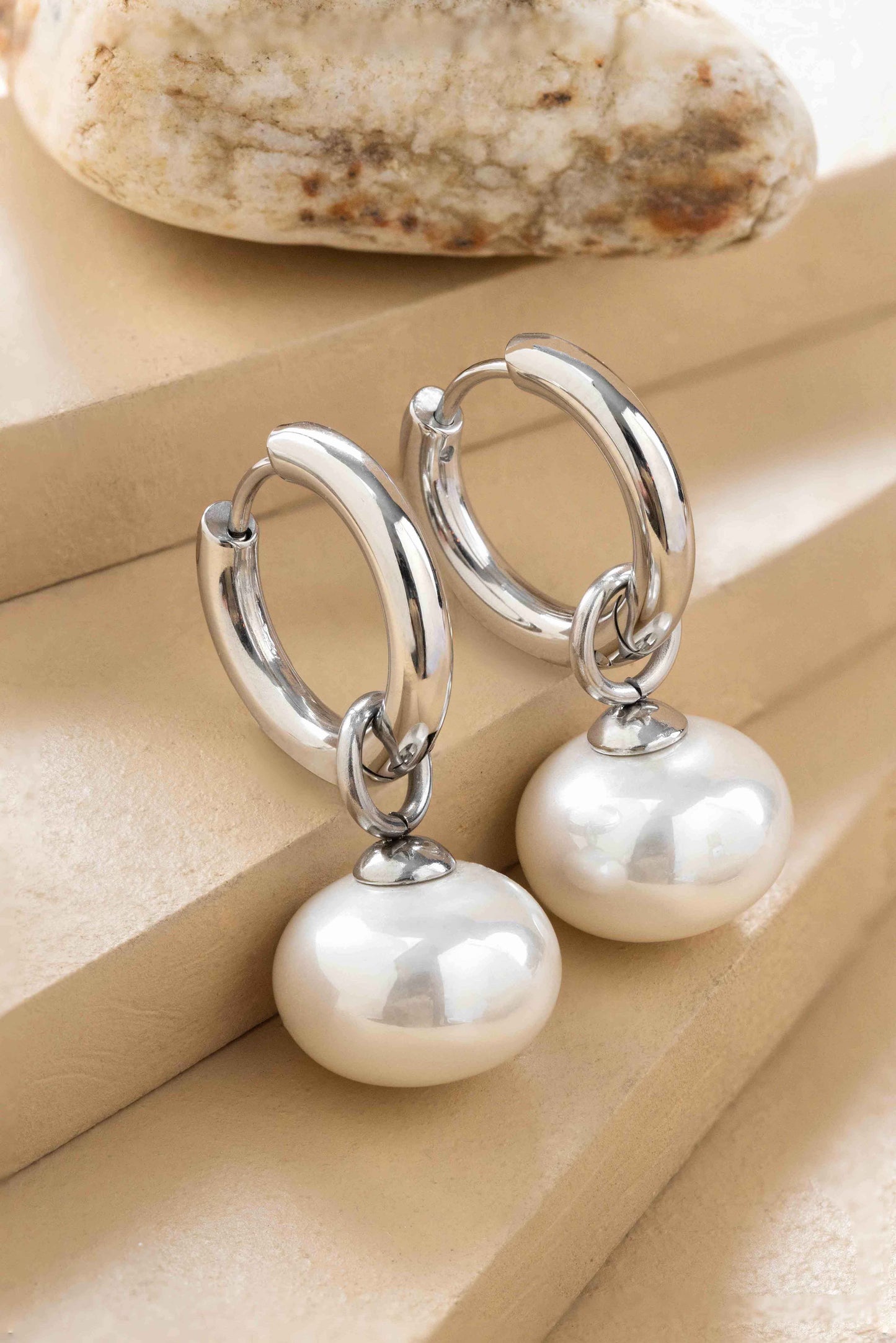 Bauble Pearl Earrings - Silver